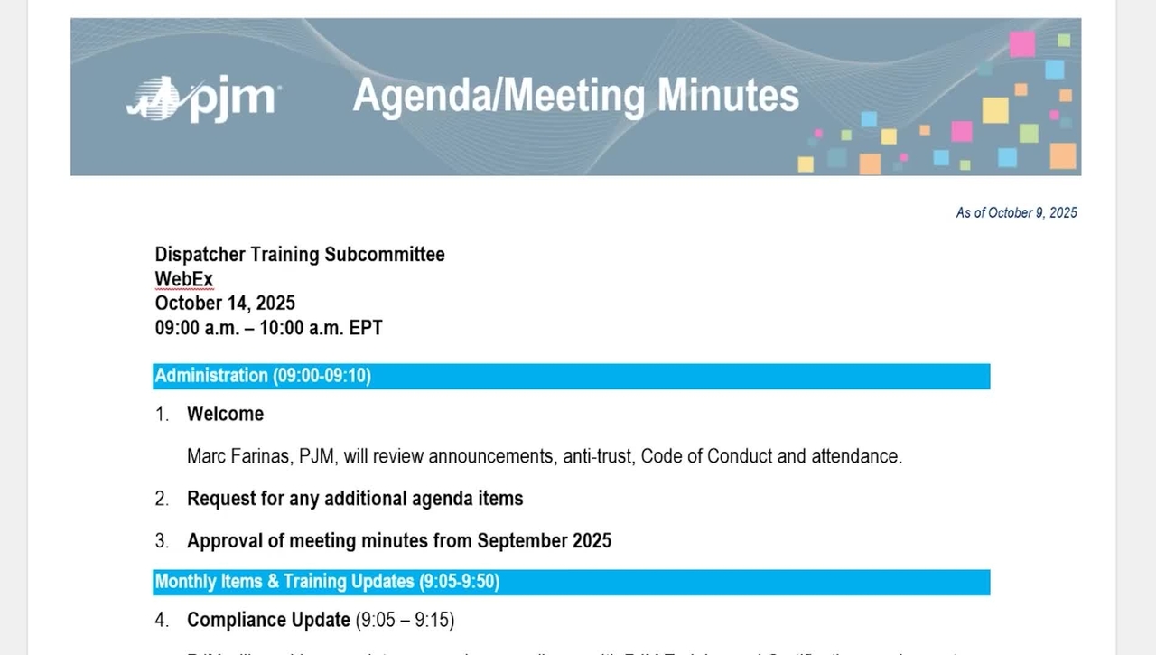 Dispatcher Training Subcommittee