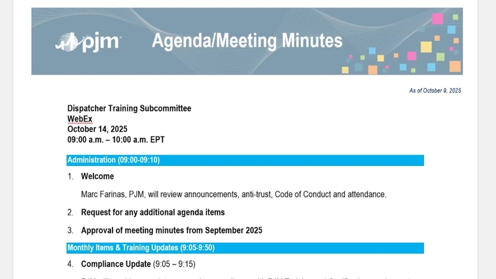 Dispatcher Training Subcommittee