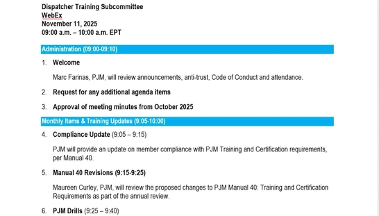 Dispatcher Training Subcommittee