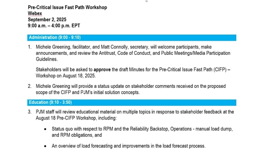 Pre Critical Issue Fastpath Workshop