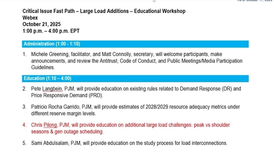 Critical Issue Fast Path: Large Load Additions Educational Workshop