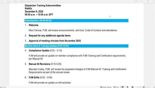 Dispatcher Training Subcommittee