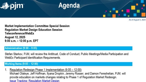 Thumbnail for Market Implementation Committee Special Session - Regulation Market Design Education Session 