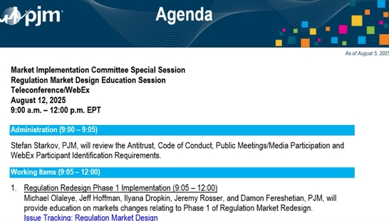 Market Implementation Committee Special Session - Regulation Market Design Education Session 