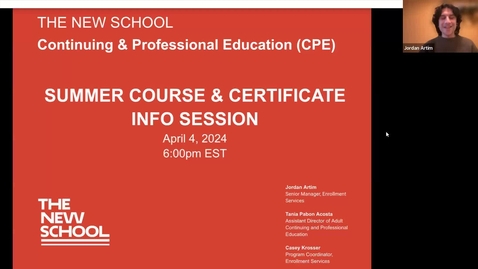 Thumbnail for entry Online | Continuing &amp; Professional Education at The New School Summer 2024 | Webinar