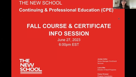 Thumbnail for entry Fall 2023 Adult CE Webinar