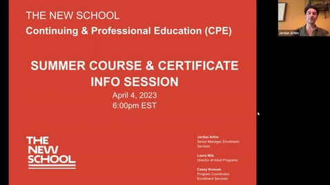 Thumbnail for entry Continuing &amp; Professional Education Adult Summer 2023 Webinar