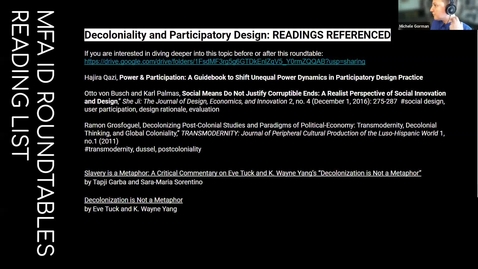 Thumbnail for entry MFA Interior Design Roundtable: Decoloniality &amp; Participatory Design