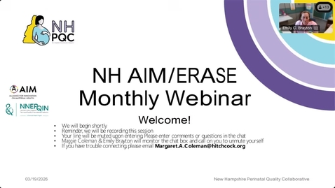 Thumbnail for NH AIM/ERASE MM WEBINAR: Standardizing peripartum pain management for patients with opioid use disorder