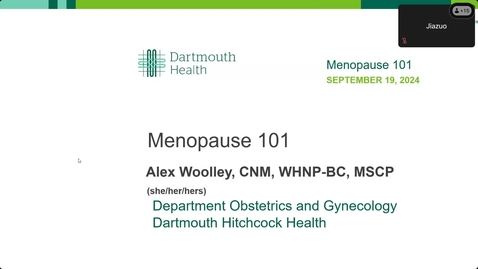 Thumbnail for Primary Care Grand Rounds - Menopause 101,  Alexandra Woolley, MSN - 9-19-2024