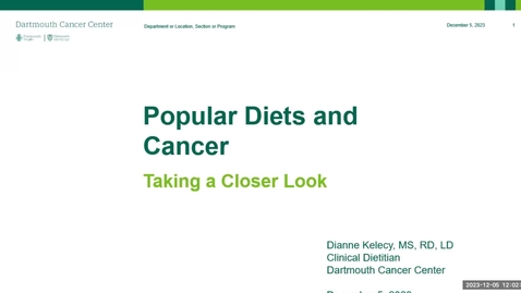 Thumbnail for entry Popular Diets and Cancer