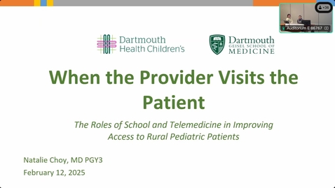 Thumbnail for When the Provider visits the Patient- the roles of schools and telemedicine in improving access for rural pediatric patients