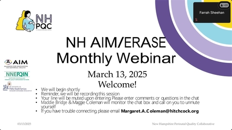 Thumbnail for March 2025 NH AIM/ERASE Maternal Mortality Webinar: Creating a Community-Wide Approach to Perinatal Mental Health