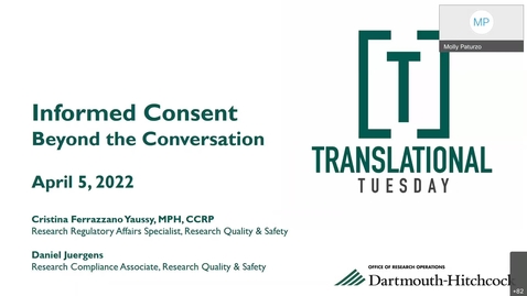 Thumbnail for entry Translational Tuesday- Informed Consent - Ask the Experts!