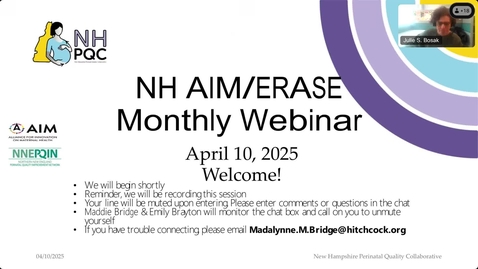 Thumbnail for April 2025 NH AIMERASE Maternal Mortality Webinar: Patient Perspectives on Supports and Services: What's Needed and What Works
