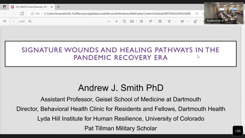 Thumbnail for entry  Signature Wounds and Healing Pathways in the Pandemic Recovery Era Presenter Andrew Smith-20221007 1203-1