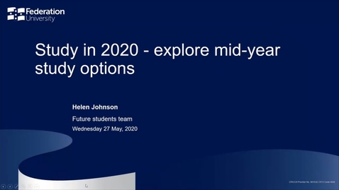 Thumbnail for entry Domestic- Mid-Year Study Options- Your Fed Future Webinar series - Webinar 9