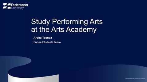 Thumbnail for entry Domestic webinar: Study Performing Arts at the Arts Academy