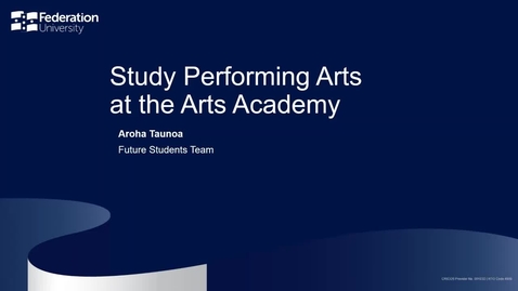 Thumbnail for Domestic webinar: Study Performing Arts at the Arts Academy