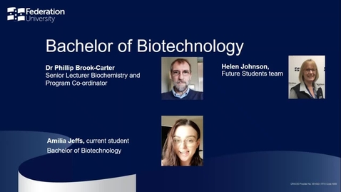 Thumbnail for entry Domestic Webinar: Bachelor of Biotechnology