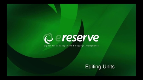 Thumbnail for Library -Editing Units