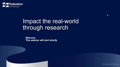 Thumbnail for entry Domestic Webinar - Impact the Real-world through Research