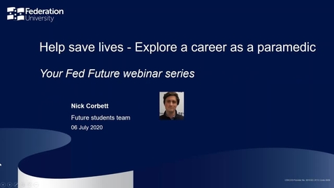 Thumbnail for entry Webinar: Help save lives - Explore a career as a paramedic