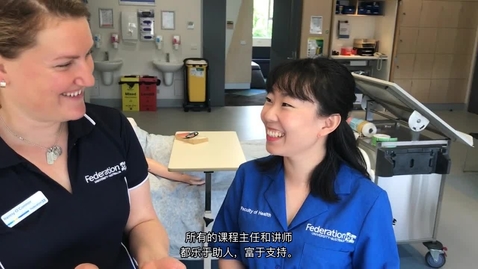 Thumbnail for FedUni Bachelor of Nursing student testimonial with Chinese subtitles