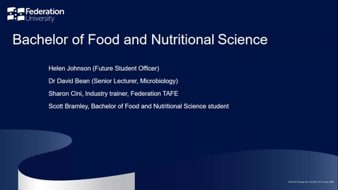 Thumbnail for entry Domestic Webinar - Food and Nutritional Science