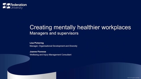 Thumbnail for entry Creating mentally healthier workplaces - Managers and supervisors