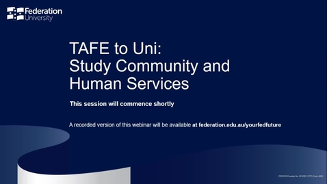 Thumbnail for entry TAFE to Uni - Study Community and Human Services