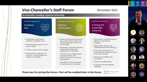 Thumbnail for entry VC Virtual Staff Forum - December 2021 - and DVCA farewell