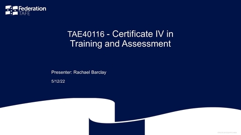 Thumbnail for TAFE info session TAE 5_12_22