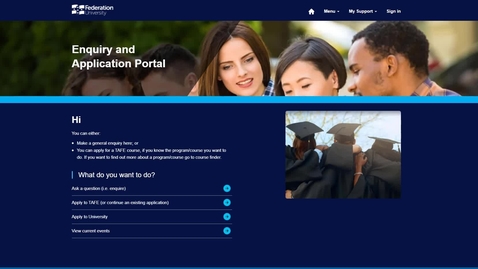 Thumbnail for Enquiry and Applications Portal: submit enquiry as a student (or registered user of the portal)