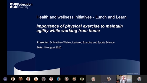 Thumbnail for Lunch and learn: Keeping fit in isolation