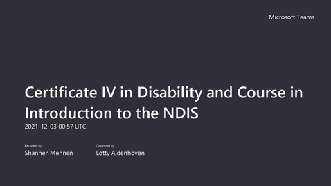 Thumbnail for entry Study a Certificate IV in Disability and Course in Introduction to the NDIS Webinar