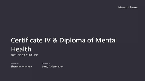 Thumbnail for entry Study a Certificate IV and Diploma of Mental Health Webinar