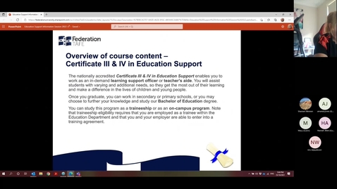 Thumbnail for entry Cert III and Cert IV in Education Support Info Session
