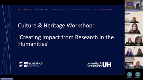 Thumbnail for entry Culture &amp; Heritage Workshop - Creating Impact from Research in the Humanities