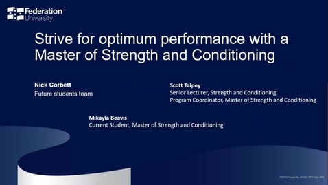 Thumbnail for entry Strive for optimum performance with a Master of Strength and Conditioning