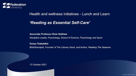 Thumbnail for entry Lunch and learn: Reading as an essential self-care strategy