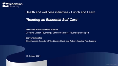 Thumbnail for Lunch and learn: Reading as an essential self-care strategy