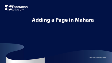 Thumbnail for Adding a page in Mahara