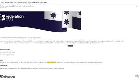 Thumbnail for TAFE application invite for non portal user