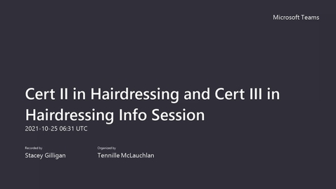 Thumbnail for entry Cert II in Salon Assistant and Cert III in Hairdressing Info Session