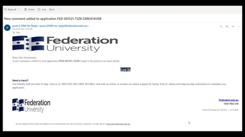 Thumbnail for Viewing and replying to TAFE application comments.