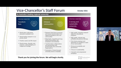 Thumbnail for entry Video - VC Staff Forum - 28 October 2021