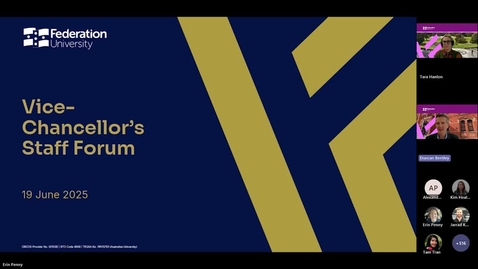 Thumbnail for Vice-Chancellor's All Staff Forum - online event - 190625