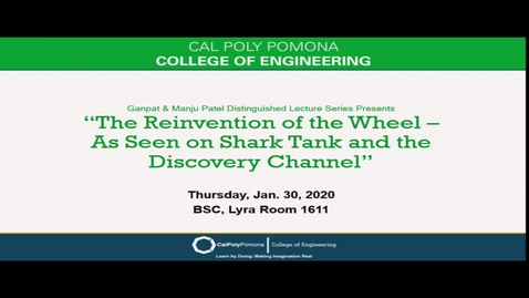 Thumbnail for Zack Fleishman &amp; David Patrick &quot;The Reinvention of the Wheel&quot; - Ganpat &amp; Manju Patel Distinguished Lecture Series 