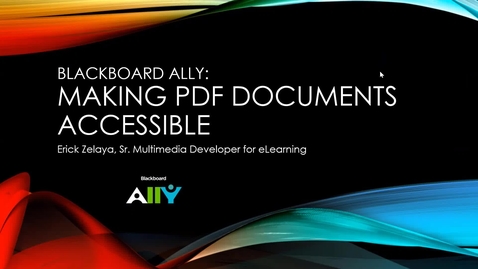 Thumbnail for entry Blackboard Ally: Making PDF Documents Accessible